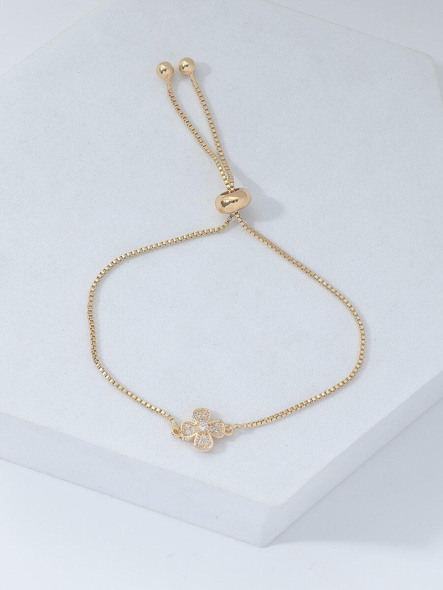 Vòng tay trang trí hoa Cubic Zirconia Valentine, Mẹ, Mẹ, Ngày của Mẹ, Quà tặng - Vàng - Xem 1