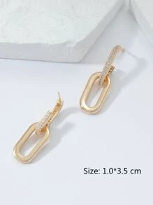 2 chiếc bông tai khóa đôi bằng đồng dát đá Cubic Zirconia Thích hợp cho phụ nữ hàng ngày, tiệc tùng, hẹn hò - Vàng - Xem 5