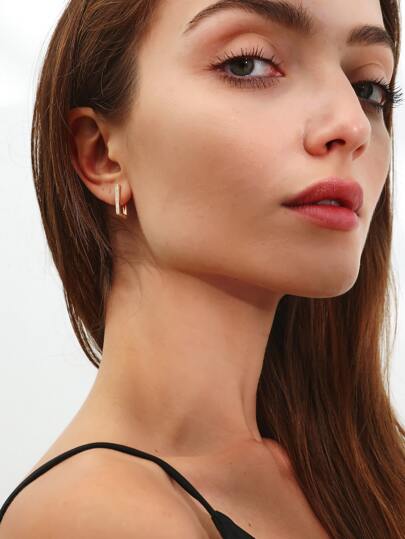 أقراط طوق زخرفة مكعب زركونيا هندسي