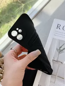 Funda para móvil con patrón tejido con ranura de tarjeta - Negro - Ver 2