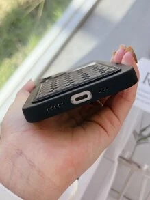 Funda para móvil con patrón tejido con ranura de tarjeta - Negro - Ver 3