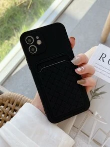 Funda para móvil con patrón tejido con ranura de tarjeta - Negro - Ver 4