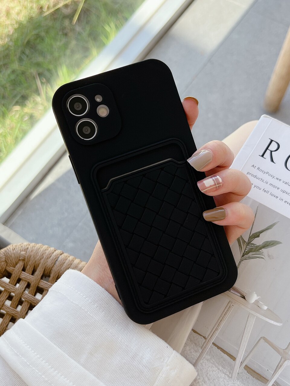 Woven Pattern Card Slot Phone Case
