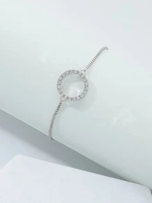 Vòng tay Khối Zirconia  Trang trí tròn - Bạc - Xem 1