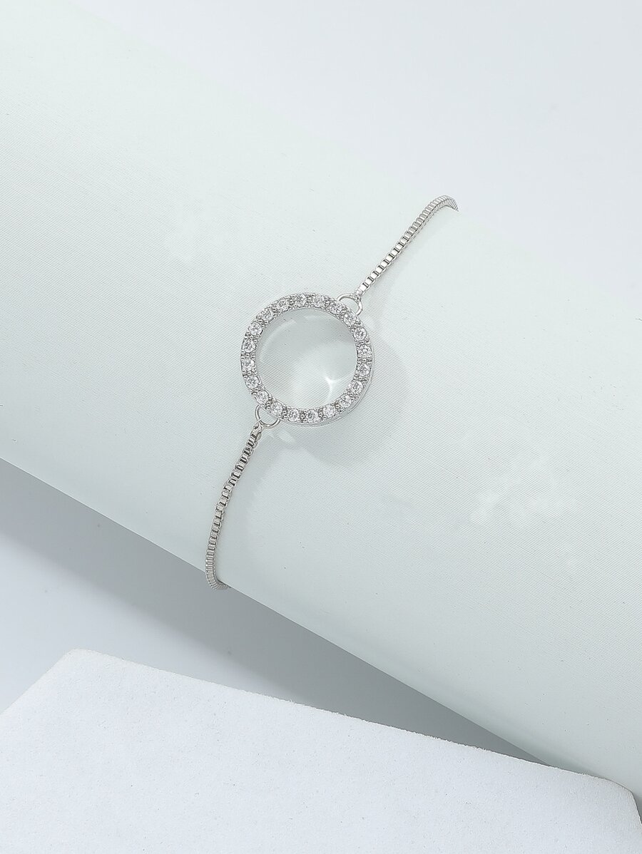 Vòng tay Khối Zirconia  Trang trí tròn - Bạc - Xem 1