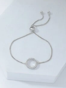 Vòng tay Khối Zirconia  Trang trí tròn - Bạc - Xem 2