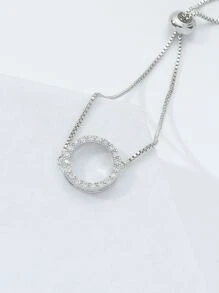Vòng tay Khối Zirconia  Trang trí tròn - Bạc - Xem 3