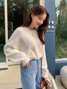 DAZY 落肩蓬松针织毛衣、长袖上衣、秋装