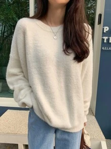 DAZY 落肩蓬松针织毛衣、长袖上衣、秋装