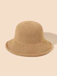Solid Woven Bucket Hat - Khaki - View 2