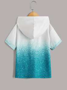 SHEIN Tops con trai Lá thư Ombre Giải trí - Xanh và trắng - Xem 2