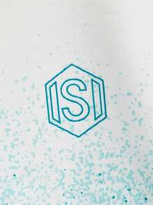 SHEIN Tops con trai Lá thư Ombre Giải trí - Xanh và trắng - Xem 3