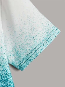 SHEIN Tops con trai Lá thư Ombre Giải trí - Xanh và trắng - Xem 4