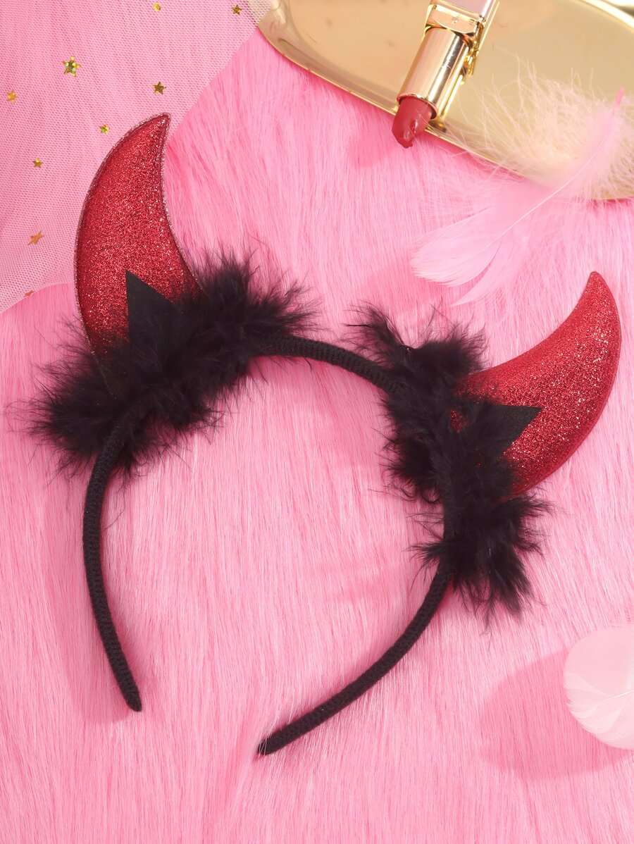 Tiệc tùng 1 cái Vòng tóc nhung đen hình sừng đỏ dành cho nữ dùng cho tiệc tùng/lễ hội Halloween - Nhiều màu - Xem 1