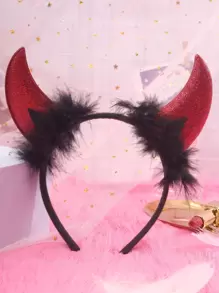 Tiệc tùng 1 cái Vòng tóc nhung đen hình sừng đỏ dành cho nữ dùng cho tiệc tùng/lễ hội Halloween - Nhiều màu - Xem 2