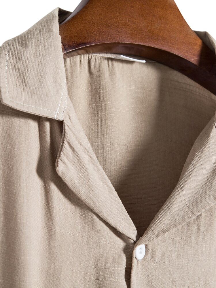 Manfinity 男士西裝領襯衫 - 卡其色 - 查看 3