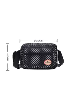Casual Multi-Pocket Polka Dot Nylon Crossbody Bag , Polka Dot - Black and White - View 7