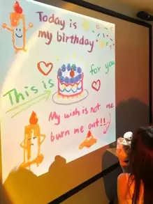 1pc Birthday Projection Lamp, Creative Plastic Birthday Projection Ambient Light For Birthday Party - Multicolor - View 2