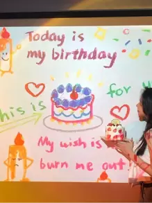 1pc Birthday Projection Lamp, Creative Plastic Birthday Projection Ambient Light For Birthday Party - Multicolor - View 5