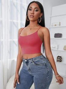 SHEIN SXY Backless Lace Up Crop Cami Top - Hot Pink - View 4