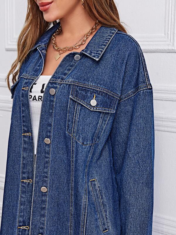 Chaqueta Vaquera Casual Abrigo Con Solapa Cruzada Lavada Chaqueta Vaquera Casual Abrigo Con Solapa Cruzada Lavada