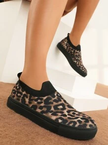 豹紋網眼面運動鞋，跑步鞋，休閒鞋 - 彩色 - 查看 2