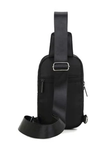 Mini Men Earphone Hole Sling Bag Chest Bag Fanny Pack Crossbody Bag For Travel Work Sport Holiday Essentials Lightweight Anti Theft Going Out With Adjustable Strap Polyester Business Casual Minimalist Office  Gifts For Men Outdoor Dad Gifts Father Gifts Men Gifts Present Valentines Gifts - Black - View 3