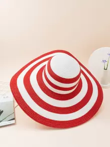 Mũ rơm hai tông màu - Đỏ và trắng - Xem 1