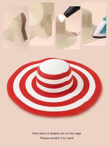 Mũ rơm hai tông màu - Đỏ và trắng - Xem 3