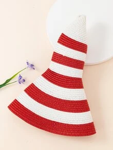 Mũ rơm hai tông màu - Đỏ và trắng - Xem 4