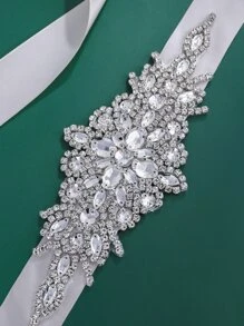 Rhinestone Decor Bridal Belt - Silver - View 1