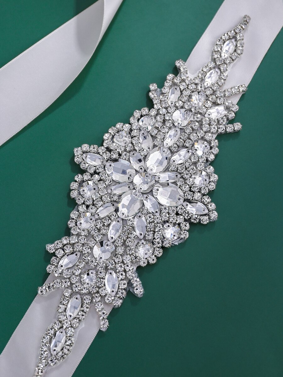 Rhinestone Decor Bridal Belt - Silver - View 1