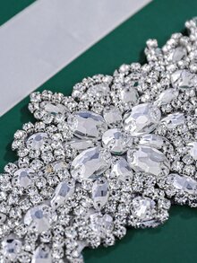 Rhinestone Decor Bridal Belt - Silver - View 3