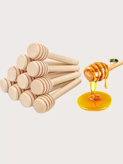 10支木製蜂蜜攪拌棒