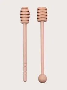 2支木製蜂蜜攪拌棒