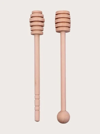 2支木製蜂蜜攪拌棒