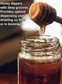 2支木製蜂蜜攪拌棒