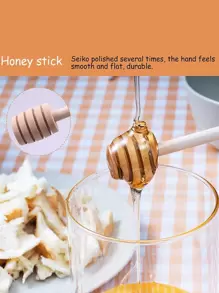 2支木製蜂蜜攪拌棒