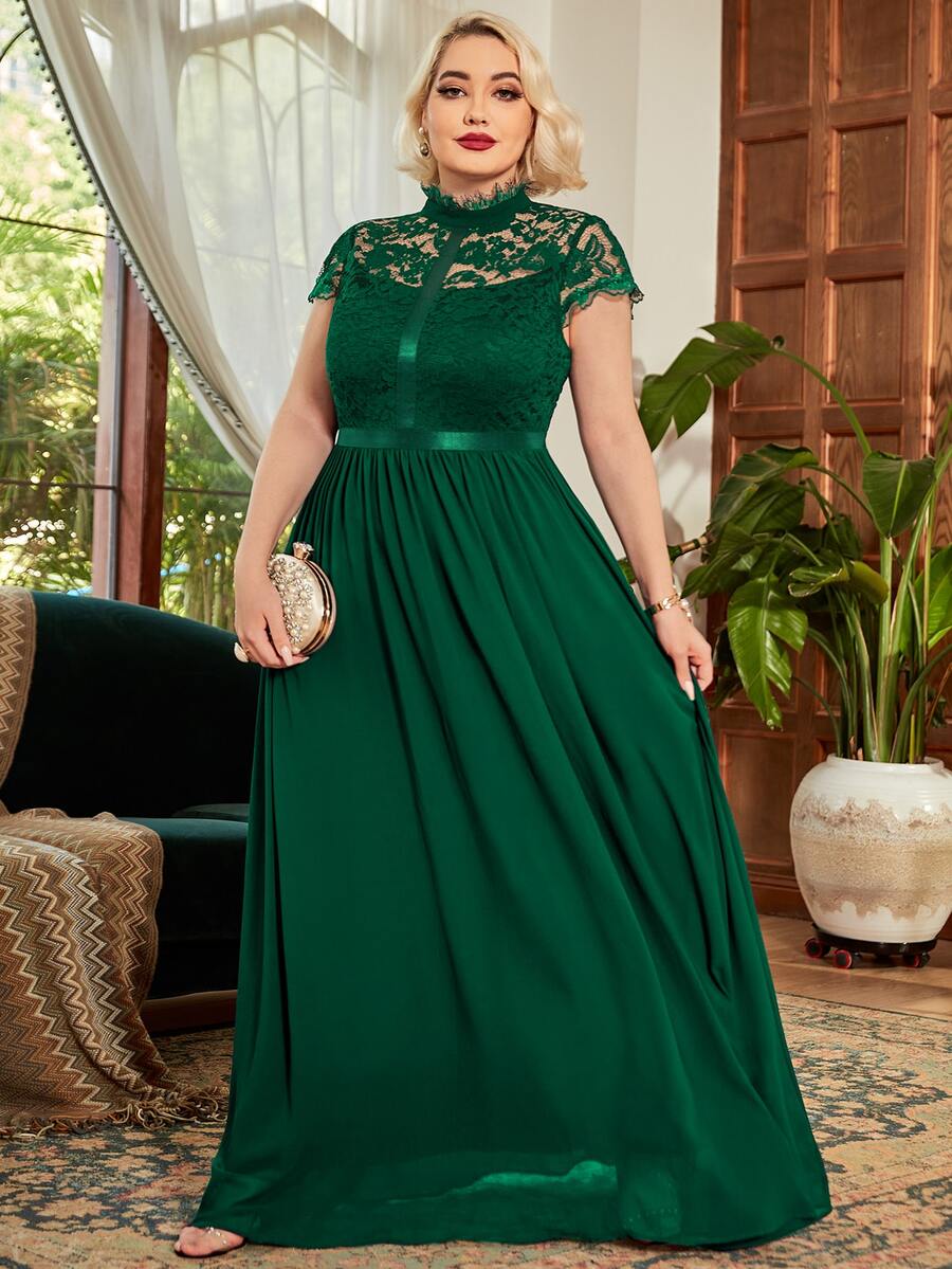 MIUSOL Hơn Áo corset ren Thêm dài - Màu xanh lá cây đậm - Xem 1