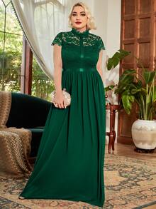 MIUSOL Hơn Áo corset ren Thêm dài - Màu xanh lá cây đậm - Xem 3