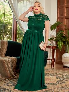 MIUSOL Hơn Áo corset ren Thêm dài - Màu xanh lá cây đậm - Xem 4