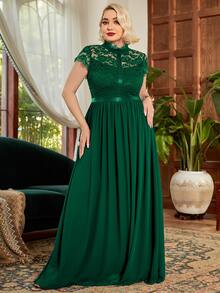 MIUSOL Hơn Áo corset ren Thêm dài - Màu xanh lá cây đậm - Xem 5