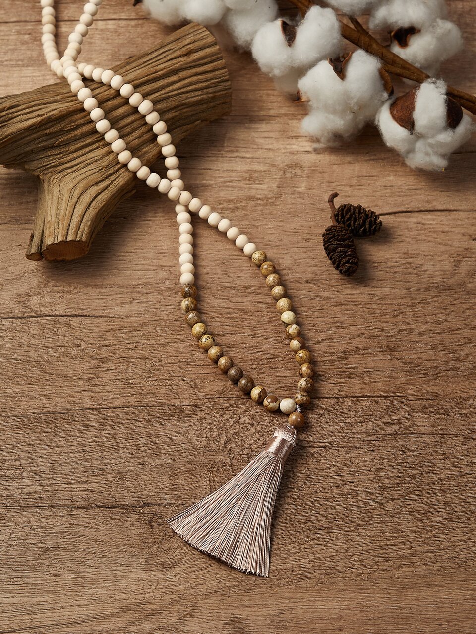 Tassel Charm Beaded Necklace