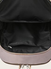 Mochila con cremallera delantera de capacidad grande - Caqui - Ver 3