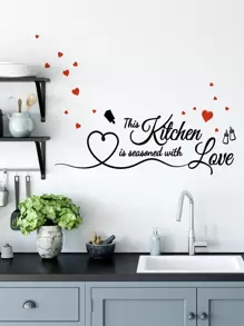 Pegatina gráfica con eslogan para la cocina, adhesivo de pared para decoración del hogar, pegatinas, adhesivo de pared, vinilo para decoraciones del hogar, artículos de decoración de primavera para refrescar tu hogar, pegatinas de decoración Rama, regalos de cumpleaños y graduación, decoración de cocina - Multicolor - Ver 2