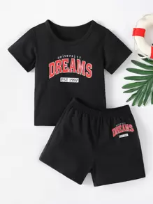 Bộ đồ Em bé Lá thư Giải trí - màu đen - Xem 1