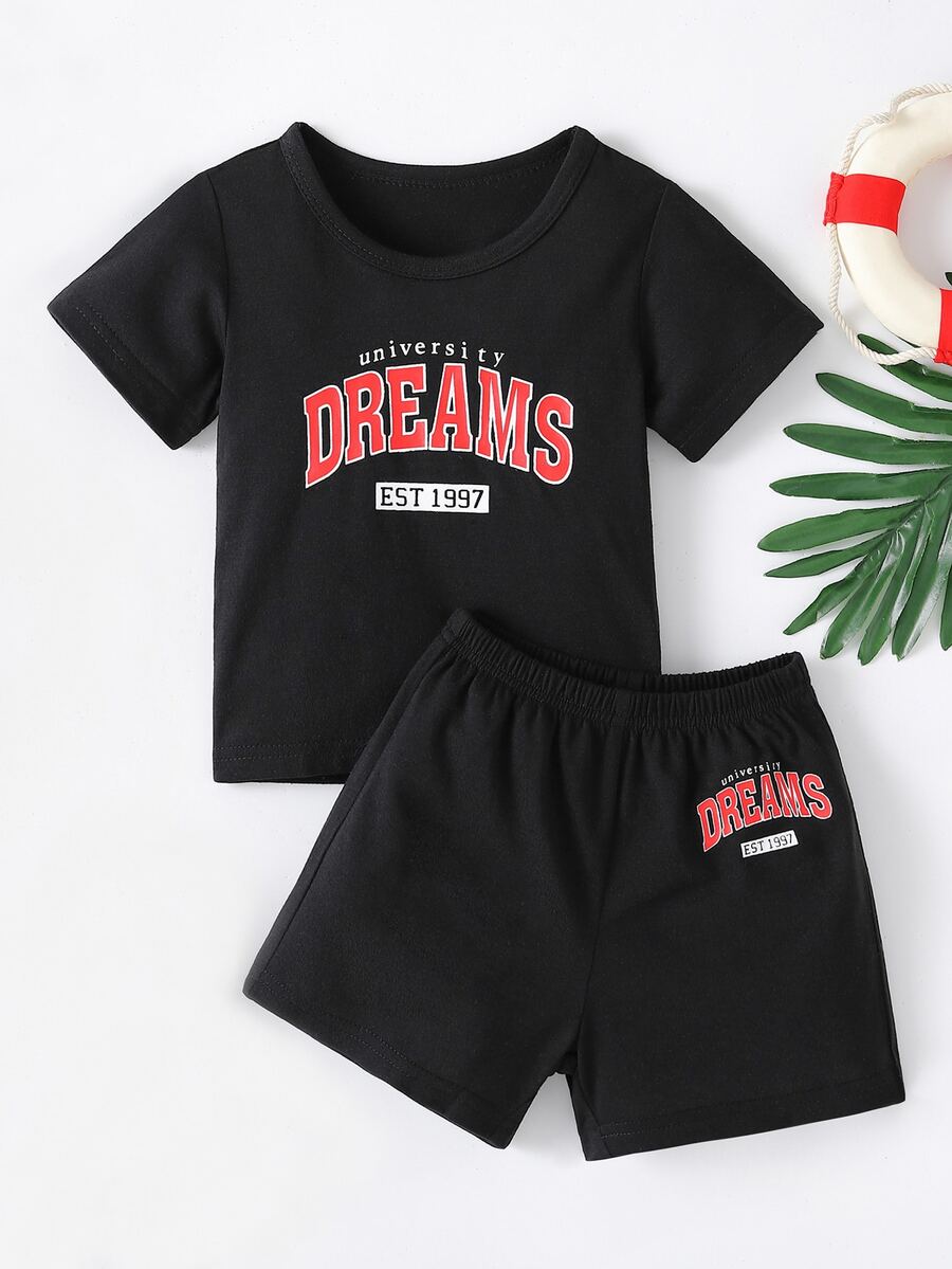 Bộ đồ Em bé Lá thư Giải trí - màu đen - Xem 1