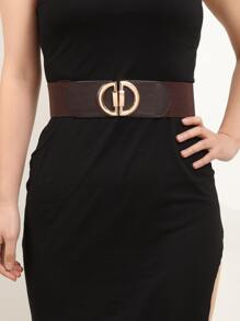 1 Pieza Cinturón Elástico De Color Café Oscuro Para Mujer Con Hebilla Dorada - Café integral - Ver 7