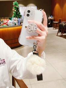 水鑽裝飾附支架和吊墜手機外殼 - 無色 - 查看 2