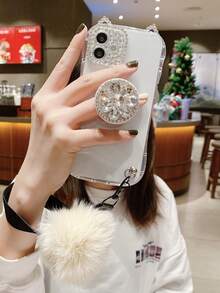 水鑽裝飾附支架和吊墜手機外殼 - 無色 - 查看 3